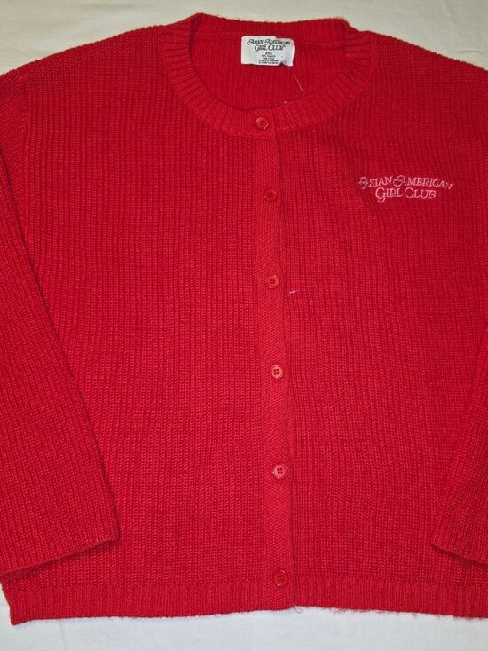 Asian American Girl Club Sweaters - Lunar New Year Asian American Girl Club Women's Cardigan - Red XXL